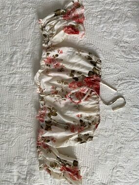Floral Off Shoulder Tie Front Crop Top